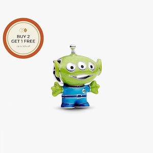 Disney Story Alien Charm,925 Sterling Silver Charm,Handmade Silver Bead,Fits European Bracelets and Necklaces, Best Gift