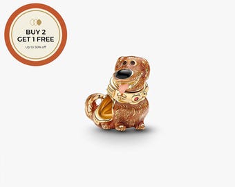 Pingente Dug do filme Up da Disney Pixar, em prata de lei 925, feito à mão, compatível com pulseiras e colares europeus, uma ótima opção para presente.