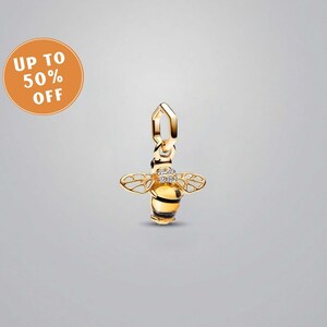 925 Sterling Silver Honey Bee Dangle Charm With CZ - Bracelet Charm, Gift Idea - View #7