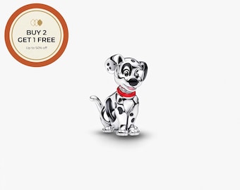 Pingente Disney 101 Dálmatas, Prata de Lei 925, Feito à Mão, Compatível com Pulseiras e Colares Europeus, Ótima Opção para Presente