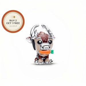 Disney Frozen Sven Anhänger, 925 Sterling Silber Charm, handgefertigte Silber Perle, passt europäischen Armbänder und Ketten, bestes Geschenk