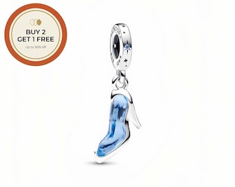 Charm de cristal de Cenicienta de Disney, dije de plata de ley 925, cuenta de plata hecha a mano, compatible con pulseras y collares europeos, el mejor regalo.