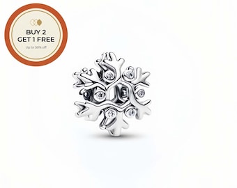 Schneeflocke Anhänger, 925 Sterling Silber Charm, handgefertigte Silber Bead, passt europäischen Armbänder und Halsketten, bestes Geschenk