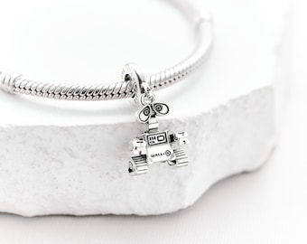 Disney Robot Charm,Sterling Silver Charm,Handmade Silver Bead,Fits European Bracelets and Necklaces, Best Gift,Festival charm