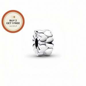 Heart Pattern Clip Charm,925 Sterling Silver Charm,Handmade Silver Bead,Fits European Bracelets and Necklaces