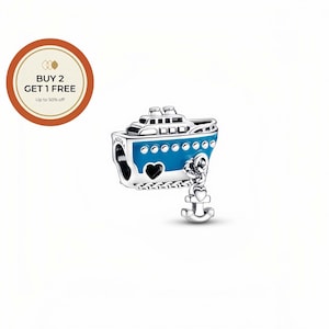 Berloque de navio de cruzeiro ancorado, berloque de prata esterlina 925, conta de prata feita à mão, serve para pulseiras e colares europeus, o melhor presente