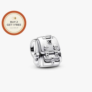 Adventure Backpack Charm,925 Sterling Silver Charm,Handmade Silver Bead,Fits European Bracelets and Necklaces, Best Gift