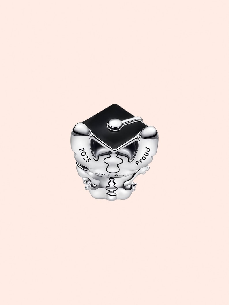 Disney Stitch Graduation Charm ,925 Sterling Silver Charm,Handmade Silver Bead,Fits European Bracelets and Necklaces, Best Gift image 3