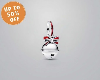 Holiday Bell Dangle Charm,925 Sterling Silver Charm,Handmade Silver Bead,Fits European Bracelets and Necklaces, Best Gift