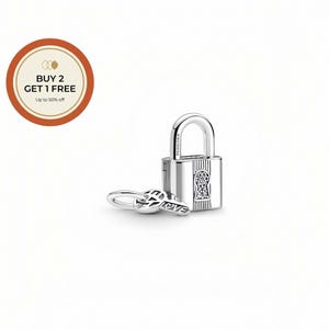 Ciondolo pendente a forma di lucchetto e chiave, in argento Sterling 925, perlina in argento fatta a mano, adatta a bracciali e collane europei, regalo ideale.