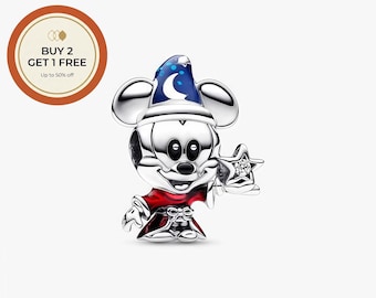 Disney Mickey Mouse Party Charm,Sterling Silver Charm,Handmade Silver Bead,Fits European Bracelets and Necklaces, Best Gift,Festival charm