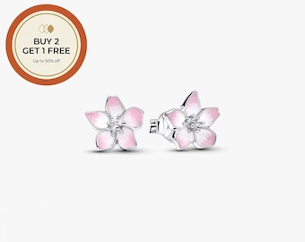 Pendientes de botón con diseño de flor de cerezo, dije de plata de ley 925, cuenta de plata hecha a mano, compatible con pulseras y collares europeos, el mejor regalo.