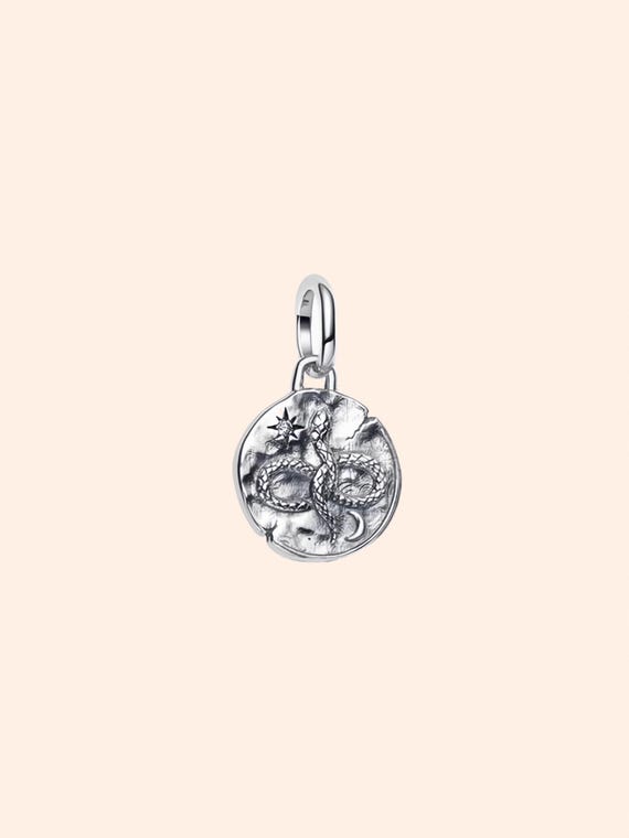 Infinity Snake Medallion Charm,925 Sterling Silver Charm,handmade 
