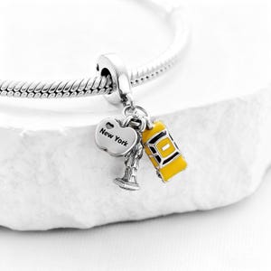 New York Charms,925 Sterling Silver Charm,Handmade Silver Bead,Fits European Bracelets and Necklaces, Best Gift