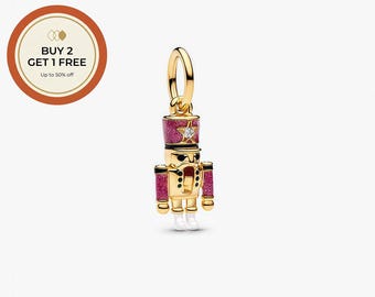 Moveable Nutcracker Dangle Charm,925 Sterling Silver Charm,Handmade Silver Bead,Fits European Bracelets and Necklaces, Best Gift