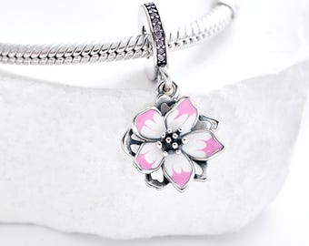 Charm Fleur De Cerisier - Argent 925/1000 Et émail Rose - Neuf Avec Boîte