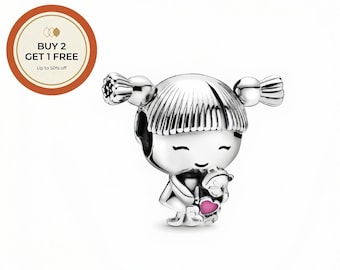 Kleines Mädchen Charm, Sterling Silber Charm, handgemachte Silber Bead, passt europäischen Armbänder und Halsketten, beste Geschenk, Festival Charme