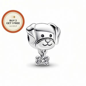 Ciondolo a forma di cane e osso, ciondolo in argento sterling, perlina in argento fatta a mano, adatto a bracciali e collane europei, regalo ideale, ciondolo per festival