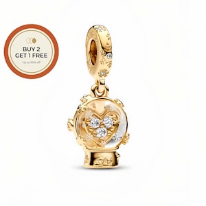 Heart Snowflake Snow Globe Dangle Charm,925 Sterling Silver Charm,Handmade Silver Bead,Fits European Bracelets and Necklaces, Best Gift