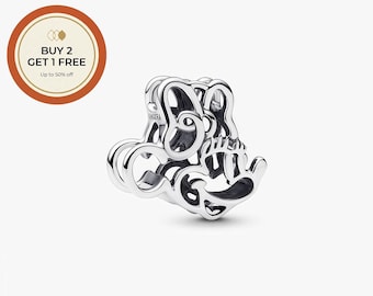 Disney Minnie Mouse Charm,925 Sterling Silver Charm,Handmade Silver Bead,Fits European Bracelets and Necklaces, Best Gift