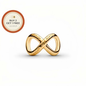 Forever & Always Infinity Charm,925 Sterling Silver Charm,Handmade Silver Bead,Fits European Bracelets and Necklaces, Best Gift