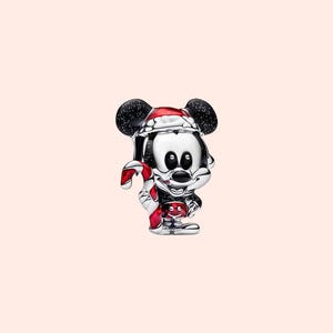 Disney Minnie Mouse Holiday Charm,925 Sterling Silver Charm,Handmade Silver Bead,Fits European Bracelets and Necklaces, Best Gift image 3