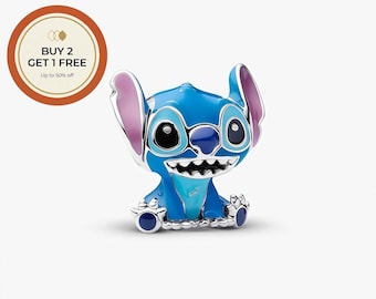 Charm de Stitch de Disney, charm de plata de ley 925, cuenta de plata hecha a mano, compatible con pulseras y collares europeos, el mejor regalo.