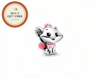 Charm de Marie de Los Aristogatos de Disney, de plata de ley 925, hecho a mano, compatible con pulseras y collares europeos, el mejor regalo.