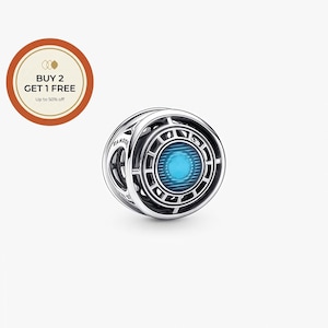Marvel Iron Man Arc Reactor Charm,925 Sterling Silver Charm,Handmade Silver Bead,Fits European Bracelets and Necklaces, Best Gift