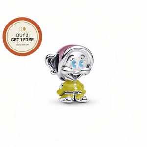 Disney Snow White Dopey Charm,Sterling Silver Charm,Handmade Silver Bead,Fits European Bracelets and Necklaces, Best Gift,Festival charm