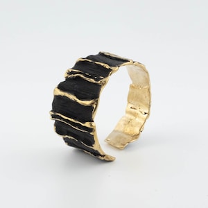 Sculpted Gold Cuff Armreif, Gold Chunky Cuff Armband, Dickes Cuff Armreif, breites Armreif für Frauen, Jubiläumsgeschenk