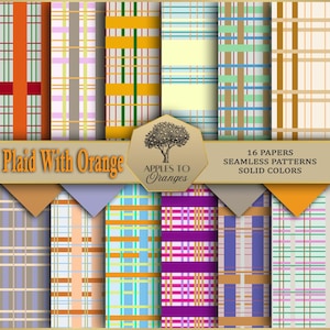 Plaid con Arancione - Set di carte digitali - 16 carte: motivi ripetuti e colori uniti.