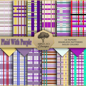 Plaid con viola - Set di carte digitali - 16 carte: motivi ripetuti e colori uniti.