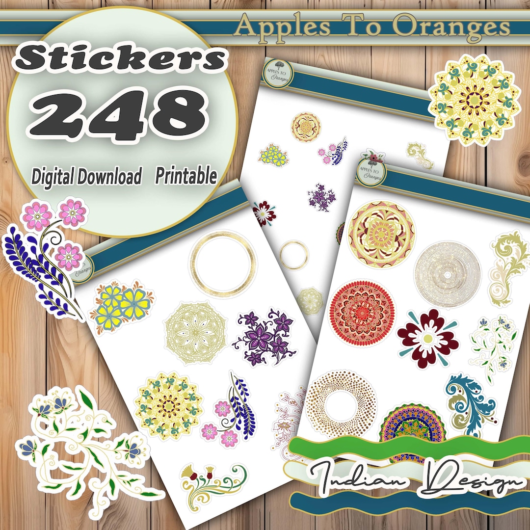 Indian Pattern Stickers - Digital Printable Sticker Set - Stickers: 1 ...