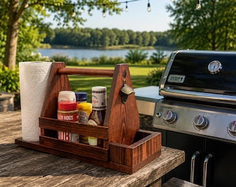 Wooden grill caddy