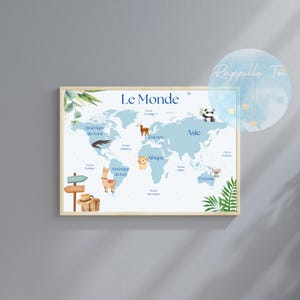 Carte du Monde Enfant - Affiche Éducative et Ludique | Format Numérique ou Imprimé | Décoration Chambre Bébé