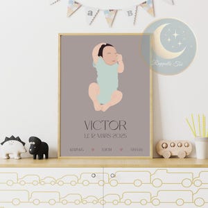 Personalisiertes Geburtsposter PDF – Minimalistisches Babyportrait – Einzigartiges Geburtsgeschenk – Individuelles Geburtsposter