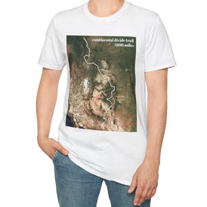 Carte du sentier Continental Divide, T-shirt souple unisexe, T-shirt CDT de randonnée, sac à dos, confort décontracté, Gildan pour homme et femme