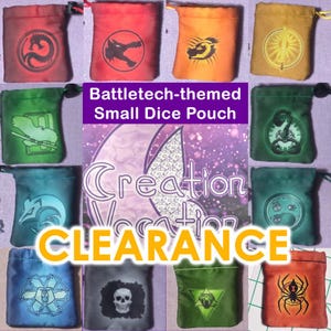 Monochromatic Battletech-themed small dice pouch