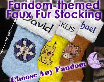 Preorder - Embroidered Fandom-themed Faux Fur Stocking