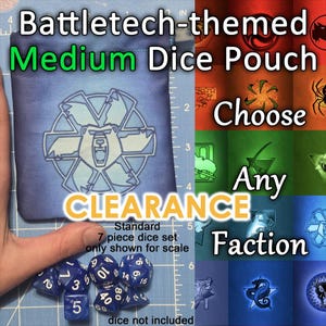 Monochromatic Battletech-themed medium dice pouch