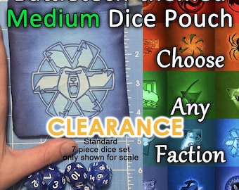 Monochromatic Battletech-themed medium dice pouch