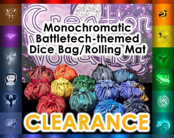 Monochrome Battletech-themed Dice Bag/Rolling Mat