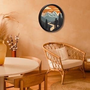3D Mountain Wall Decor - Mountain Landscape, Outdoor Inspired Rustic Wall Art, Unique Laser Cut Design