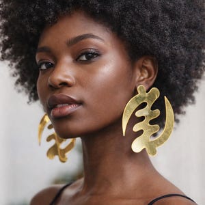 Gye Nyame Jumbo Ohrringe - Großes Adinkra Symbol Statement, Afrocentric Schmuck, Ghana inspiriert
