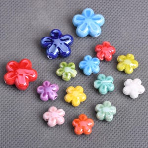 10pcs Flower Shape 12mm 18mm Glaze Ceramic Porcelain Loose Beads For Jewelry Making DIY Bracelet Findings