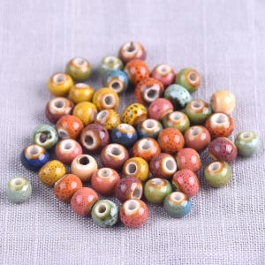 50pcs Round 6mm Fancy Glazed Handmade Ceramic Porcelain Loose Spacer Beads Lot For Jewelry Making DIY Bracelet Findings