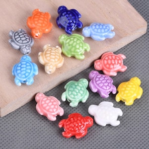 10pcs Sea Turtle 18x14mm Handmade Ceramic Porcelain Loose Beads For Jewelry Making DIY Crafts Findings