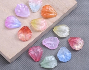 10pcs Floarl Petal Shape 15x18mm Lampwork Glass Loose Pendants Beads For Jewelry Making DIY Flower Findings