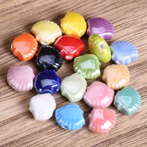 10pcs 12x10mm Scallop Shape Glossy Ceramic Porcelain Loose Beads For Jewelry Making DIY Earring Crafts Findings